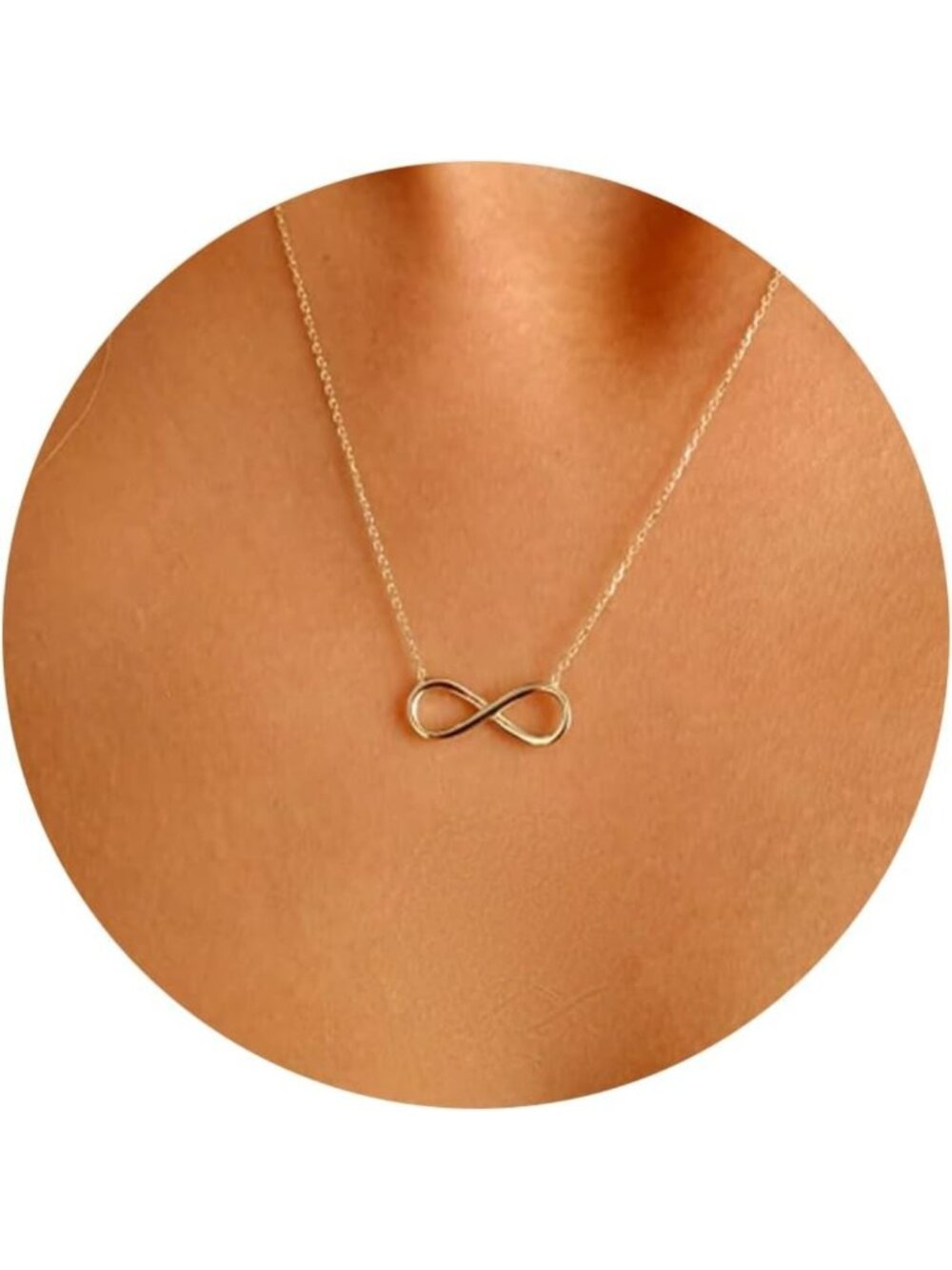 Dainty Gold Plated Infinity Necklace with Star of David, Evil Eye & Heart